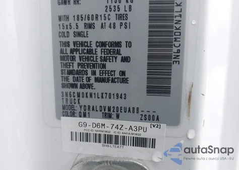 2020 Nissan Nv200 Cargo S Xtronic Cvt z USA, uszkodzony, nr VIN 3N6CM0KN1LK701943